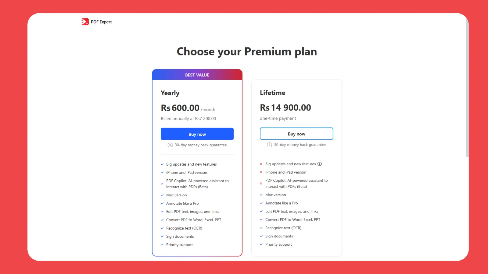 Plans and Value pdf-expert-pricing-plans-and-value-breakdown